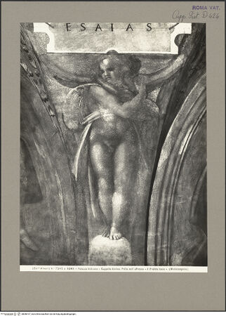 Vorderseite von Alinari [https://www.deutsche-digitale-bibliothek.de/content/lizenzen/rv-ez/] Die Sixtinische DeckePropheten und SibyllenJesaias - Detail, bh086167_recto. Foto.