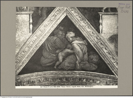 Vorderseite von Alinari [https://www.deutsche-digitale-bibliothek.de/content/lizenzen/rv-ez/] Die Sixtinische DeckeDie Vorfahren ChristiOzias, Ioatham, Achaz - Stichkappe über der Lünette, bh086172_recto. Foto.