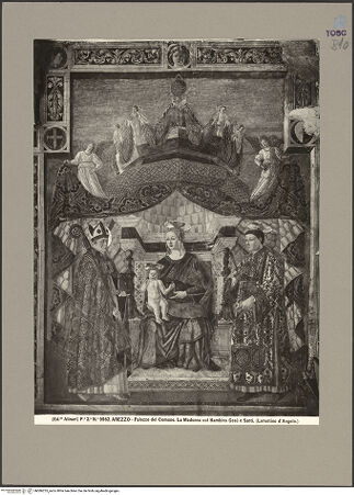 Vorderseite von Alinari [https://www.deutsche-digitale-bibliothek.de/content/lizenzen/rv-ez/] Madonna zwischen den heiligen Donatus und Stephanus - Gesamtansicht, bh086235_recto. Foto.