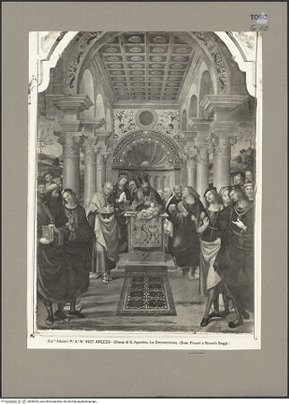 Vorderseite von Alinari [https://www.deutsche-digitale-bibliothek.de/content/lizenzen/rv-ez/] Die Darbringung des Christuskindes im Tempel - Gesamtansicht (vor dem Diebstahl von 1922), bh086343_recto. Foto.