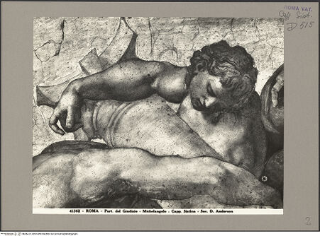 Vorderseite von Alinari [https://www.deutsche-digitale-bibliothek.de/content/lizenzen/rv-ez/] Das Jüngste Gericht - Engel mit Säulenbasis, bh086572_recto. Foto.