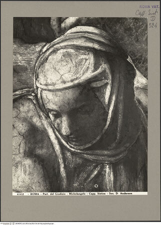 Vorderseite von Alinari [https://www.deutsche-digitale-bibliothek.de/content/lizenzen/rv-ez/] Das Jüngste Gericht - Kopf über Johannes dem Täufer, bh086584_recto. Foto.