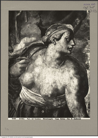 Vorderseite von Alinari [https://www.deutsche-digitale-bibliothek.de/content/lizenzen/rv-ez/] Das Jüngste Gericht - weibliche Halbfigur zur Rechten Christi, bh086586_recto. Foto.