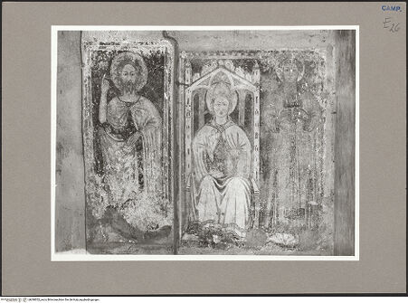 Vorderseite von Hutzel, Max [https://www.deutsche-digitale-bibliothek.de/content/lizenzen/rv-ez/] Papst Gregor der Große zwischen den heiligen Johannes dem Täufer und Leonhard von Noblac - Gesamtansicht, bh088552_recto. Foto: Hutzel, Max.