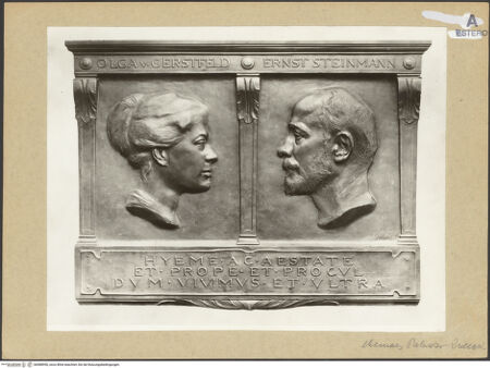 Vorderseite von Bibliotheca Hertziana [https://www.deutsche-digitale-bibliothek.de/content/lizenzen/rv-fz/] Porträtreliefs von Olga von Gerstfeldt und Ernst Steinmann - , bh088950_recto. Foto.