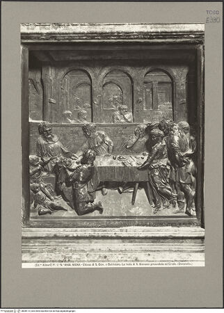 Vorderseite von Alinari [https://www.deutsche-digitale-bibliothek.de/content/lizenzen/rv-ez/] TaufbrunnenSzenen aus dem Leben des Zacharias und Johannes des TäufersGastmahl des Herodes - Gesamtansicht, bh089114_recto. Foto.