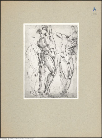 Vorderseite von Gabinetto Disegni e Stampe degli Uffizi [https://www.deutsche-digitale-bibliothek.de/content/lizenzen/rv-ez/] Zwei Gekreuzigte und Skizze zu einem toten Christus - , bh089929_recto. Foto.