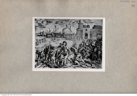 Vorderseite von  [http://creativecommons.org/publicdomain/mark/1.0/] Sarazenen in Ostia - , bh090716. Foto.