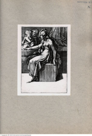 Vorderseite von  [http://creativecommons.org/publicdomain/mark/1.0/] Frau und zwei Kinder - , bh090726. Foto.