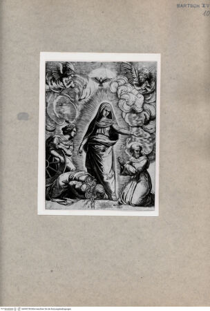 Vorderseite von  [http://creativecommons.org/publicdomain/mark/1.0/] Jungfrau Maria, umgeben von Heiligen - , bh090738. Foto.