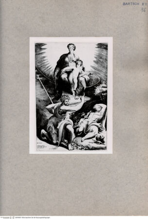 Vorderseite von  [http://creativecommons.org/publicdomain/mark/1.0/] Maria mit dem Jesuskind und den Heiligen Johannes und Hieronymus - , bh090831. Foto.