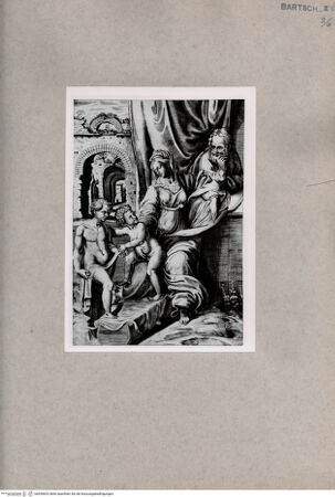 Vorderseite von  [http://creativecommons.org/publicdomain/mark/1.0/] Heilige Familie mit dem Johannesknaben vor Ruinen - , bh090833. Foto.