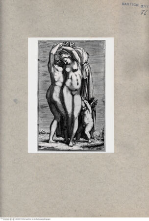 Vorderseite von  [http://creativecommons.org/publicdomain/mark/1.0/] Zwei Frauen und Amor - , bh090975. Foto.