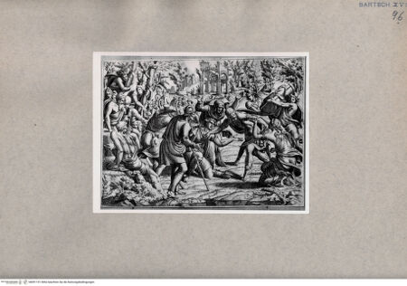 Vorderseite von  [http://creativecommons.org/publicdomain/mark/1.0/] Menschenansammlung um zwei streitende Frauen - , bh091151. Foto.