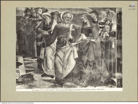 Vorderseite von Alinari [https://www.deutsche-digitale-bibliothek.de/content/lizenzen/rv-ez/] Ausmalung der Cappella BaglioniDer zwölfjährige Jesus unter den Schriftgelehrten - Detail: Rechte Gruppe, bh091300_recto. Foto.