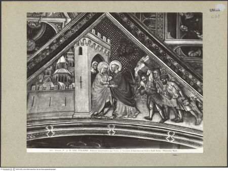 Vorderseite von Alinari [https://www.deutsche-digitale-bibliothek.de/content/lizenzen/rv-ez/] Szenen aus dem Leben MariensBegegnung Annas und Joachims an der Goldenen Pforte - Gesamtansicht, bh091383_recto. Foto.