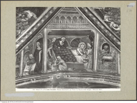 Vorderseite von Alinari [https://www.deutsche-digitale-bibliothek.de/content/lizenzen/rv-ez/] Szenen aus dem Leben MariensGeburt Marias - Gesamtansicht, bh091384_recto. Foto.