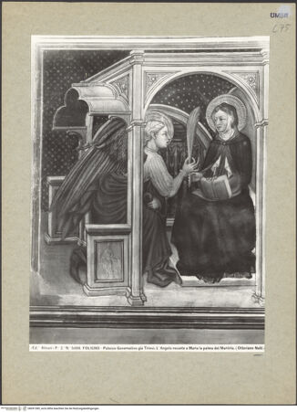 Vorderseite von Alinari [https://www.deutsche-digitale-bibliothek.de/content/lizenzen/rv-ez/] Szenen aus dem Leben MariensVerkündigung des Todes an Maria durch einen Engel - Gesamtansicht, bh091389_recto. Foto.