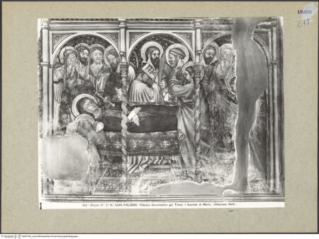 Vorderseite von Alinari [https://www.deutsche-digitale-bibliothek.de/content/lizenzen/rv-ez/] Szenen aus dem Leben MariensTotenwache der Apostel an Marias Grab - Gesamtansicht, bh091392_recto. Foto.