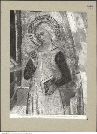 Vorderseite von Alinari [https://www.deutsche-digitale-bibliothek.de/content/lizenzen/rv-ez/] Apsisdekoration mit Passionsszenen und HeiligenVerkündigung der Geburt Christi - Detail: Maria der Verkündigung, Oberkörper, bh091769_recto. Foto.