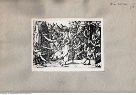 Vorderseite von  [http://creativecommons.org/publicdomain/mark/1.0/] Moses schlägt Wasser aus dem Felsen - , bh092469. Foto.