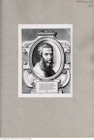 Vorderseite von  [http://creativecommons.org/publicdomain/mark/1.0/] Bildnis des Michelangelo - , bh092554. Foto.