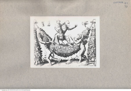 Vorderseite von  [http://creativecommons.org/publicdomain/mark/1.0/] Zwei Putten, ein Kleinkind und ein Affe - , bh092809. Foto.