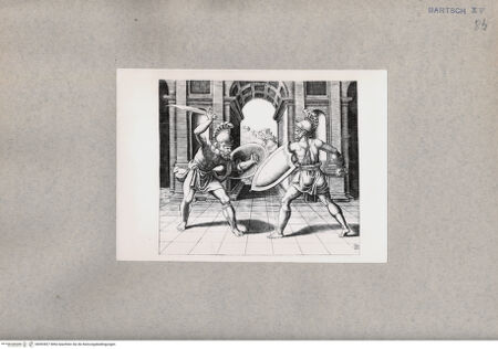 Vorderseite von  [http://creativecommons.org/publicdomain/mark/1.0/] Zwei Gladiatoren - , bh092827. Foto.