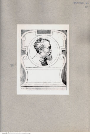 Vorderseite von  [http://creativecommons.org/publicdomain/mark/1.0/] Bildnis des Michelangelo - , bh092836. Foto.