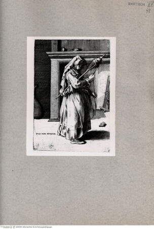 Vorderseite von  [http://creativecommons.org/publicdomain/mark/1.0/] Alte Frau mit einer Spindel - , bh092851. Foto.