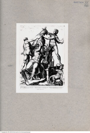 Vorderseite von  [http://creativecommons.org/publicdomain/mark/1.0/] Amphion und Zethus binden Dirke an die Hörner eines Stiers - , bh092944. Foto.