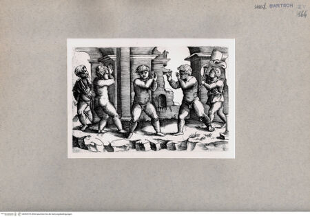 Vorderseite von  [http://creativecommons.org/publicdomain/mark/1.0/] Fünf Amoretten vor einer Ruine - , bh092970. Foto.