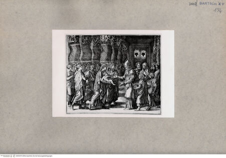 Vorderseite von  [http://creativecommons.org/publicdomain/mark/1.0/] Christuskind wird im Tempel zum  Priester gebracht - , bh092976. Foto.