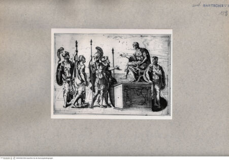 Vorderseite von  [http://creativecommons.org/publicdomain/mark/1.0/] Kaiser mit Soldaten - , bh093460. Foto.