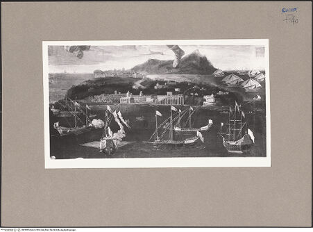 Vorderseite von Sopr. BAS NA [https://www.deutsche-digitale-bibliothek.de/content/lizenzen/rv-ez/] Der Erzengel Michael schützt die Insel Procida vor den Sarazenen - Detail, bh093604_recto. Foto.