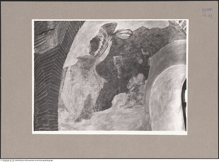 Vorderseite von Sopr. BAS NA [https://www.deutsche-digitale-bibliothek.de/content/lizenzen/rv-ez/] Szenen aus den Geburtsgeschichten Johannes' des Täufers und Jesu sowie Fragmente weiterer FreskenRechte Seitenapsis: Verkündigung an Maria und Heimsuchung - Detail, links: Verkündigung, bh093658_recto. Foto.