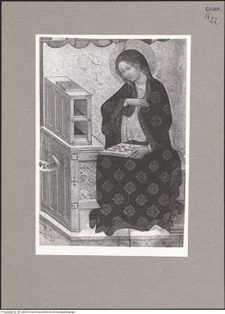 Vorderseite von Sopr. BAS NA [https://www.deutsche-digitale-bibliothek.de/content/lizenzen/rv-ez/] Verkündigung - Maria (nach der Restaurierung?), bh093715_recto. Foto.