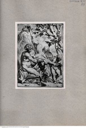 Vorderseite von  [http://creativecommons.org/publicdomain/mark/1.0/] Nymphe mit kleinem Satyr und Amorette - , bh094346. Foto.