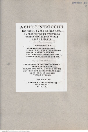 Vorderseite von  [http://creativecommons.org/publicdomain/mark/1.0/] Illustrationen des Achille Bocchio - , bh094558. Foto.