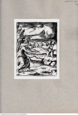 Vorderseite von  [http://creativecommons.org/publicdomain/mark/1.0/] Frau zielt mit Pfeil und Bogen auf Cupido - , bh094561. Foto.