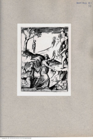 Vorderseite von  [http://creativecommons.org/publicdomain/mark/1.0/] Blinder Armor trifft das Herz einer Frau, daneben knieender Mann - , bh094568. Foto.