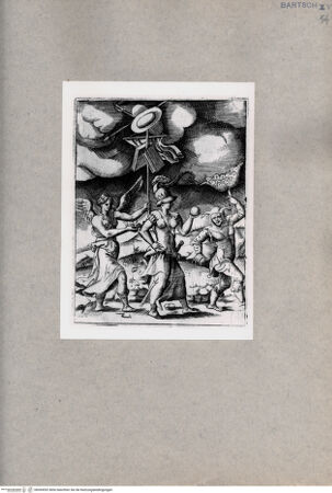 Vorderseite von  [http://creativecommons.org/publicdomain/mark/1.0/] Zwei weibliche Figuren und ein Narr - , bh094592. Foto.