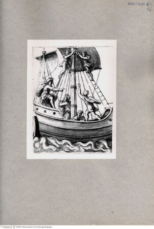 Vorderseite von  [http://creativecommons.org/publicdomain/mark/1.0/] Schiff mit sechs Männern - , bh094619. Foto.