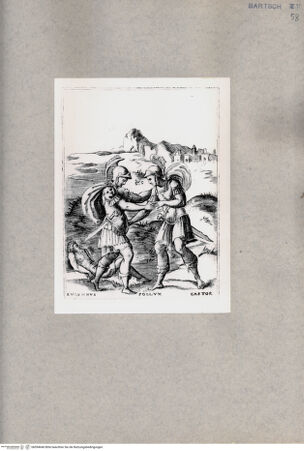 Vorderseite von  [http://creativecommons.org/publicdomain/mark/1.0/] Pollux, Castor und der am Boden liegende Eurymnus - , bh094646. Foto.