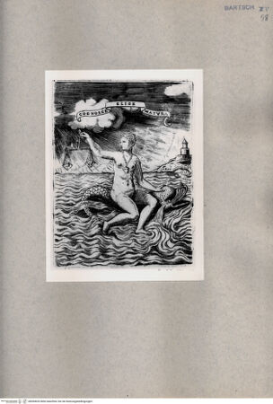 Vorderseite von  [http://creativecommons.org/publicdomain/mark/1.0/] Jungfrau auf Delphin reitend - , bh094653. Foto.