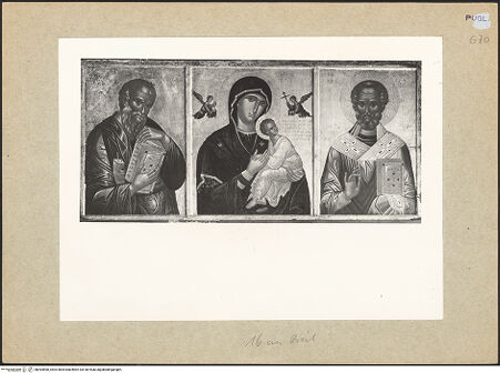 Vorderseite von Mastrorilli, Bari [https://www.deutsche-digitale-bibliothek.de/content/lizenzen/rv-ez/] Madonna zwischen den heiligen Johannes dem Evangelisten und Nikolaus - Gesamtansicht, bh094898_recto. Foto: Mastrorilli, Gaetano.