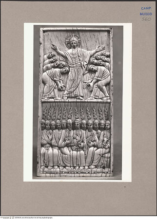 Vorderseite von ICCD [https://www.deutsche-digitale-bibliothek.de/content/lizenzen/rv-ez/] Szenen aus dem Neuen und Alten TestamentChristus erscheint den Aposteln; Pfingsten - Gesamtansicht, bh095036_recto. Foto.