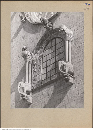 Vorderseite von Ficarelli, Bari [https://www.deutsche-digitale-bibliothek.de/content/lizenzen/rv-ez/] Mittleres Rundbogenfenster und Konsolen der Hauptfassade - Shrägansicht von unten rechts, bh095273_recto. Foto: Ficarelli, Michele.