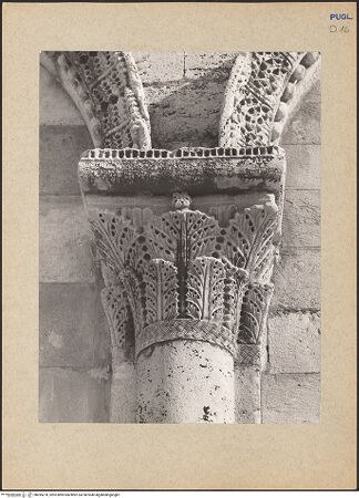 Vorderseite von Ficarelli, Bari [https://www.deutsche-digitale-bibliothek.de/content/lizenzen/rv-ez/] CattedraleWestfassadeAtrium und Portalzone der Oberkirche - Kapitell der Arkade, bh095278_recto. Foto: Ficarelli, Michele.