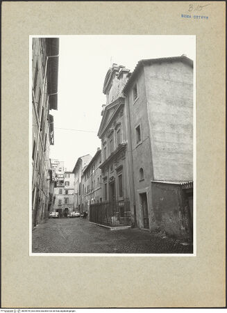 Vorderseite von ICCD [https://www.deutsche-digitale-bibliothek.de/content/lizenzen/rv-ez/] Oratorio del Gonfalone - Fassade; Schrägsicht, bh095749_recto. Foto.